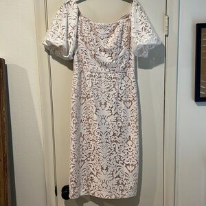 White lace off the shoulder dress